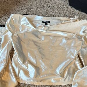 Express Women's Cream Satin Top small